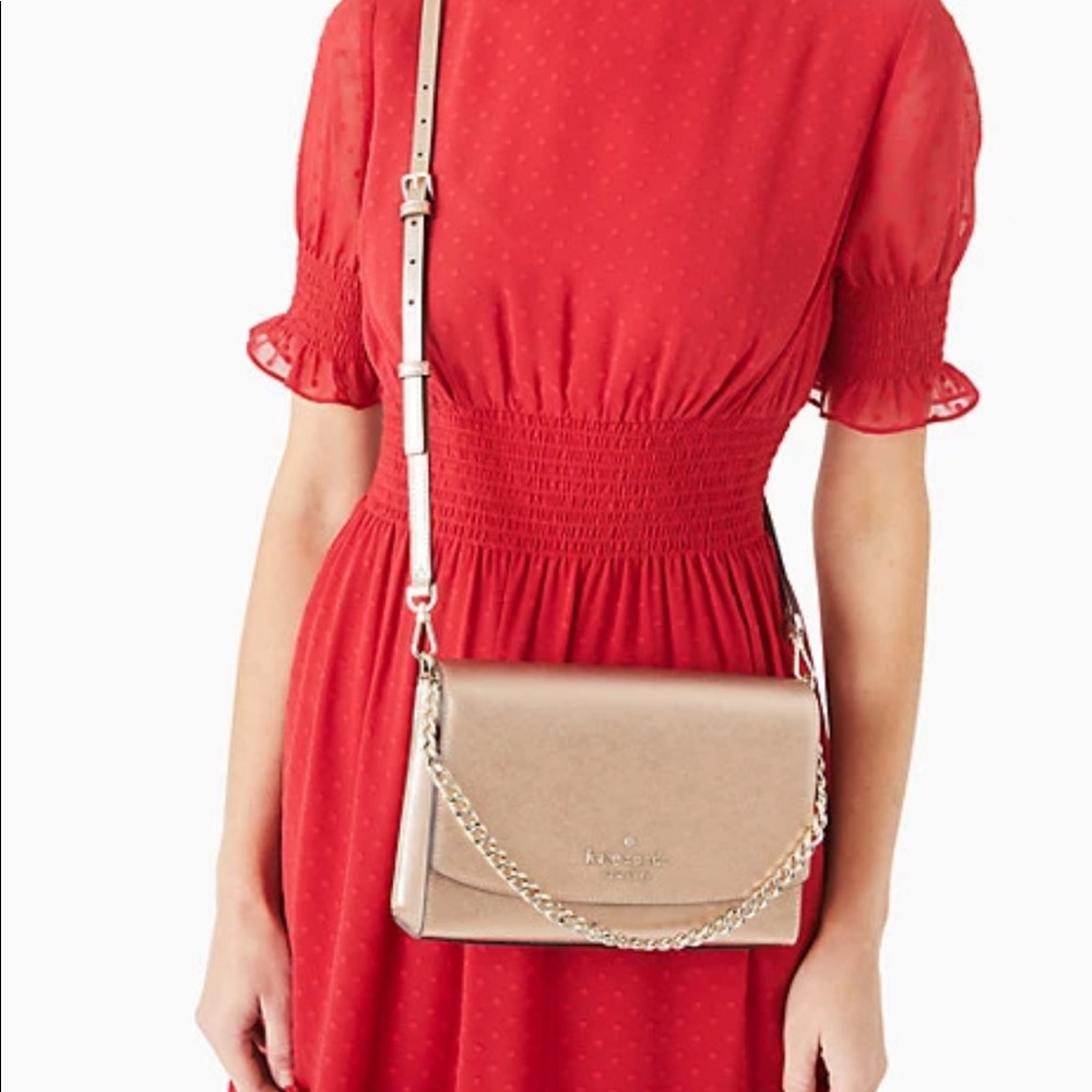 NWT, Kate Spade Carson Convertible Crossbody, Glittering Metallic